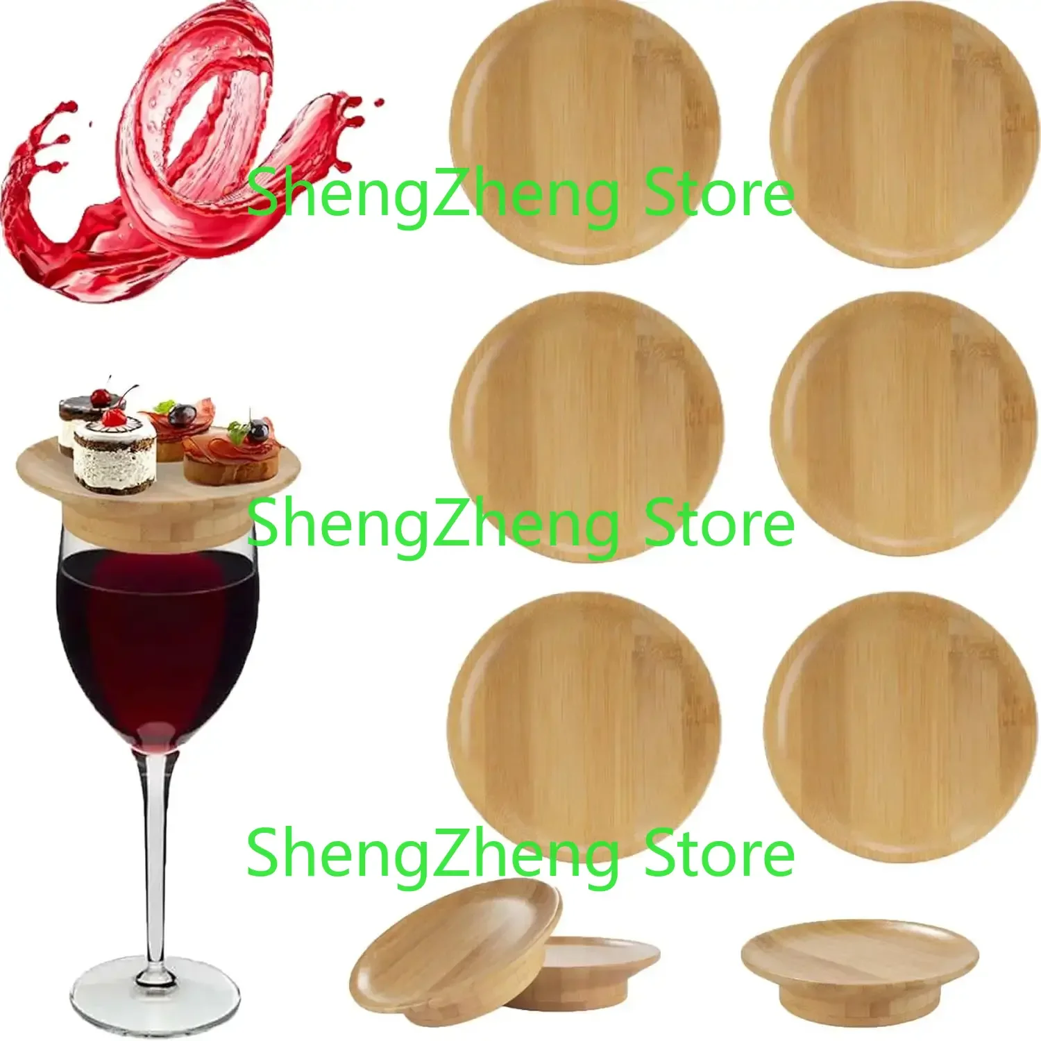 6Pcs Wine Glass Charcuterie Toppelate  Bamboo Wine Glass Charcuterie Toppers Cup Mat Bamboo Cup Lid