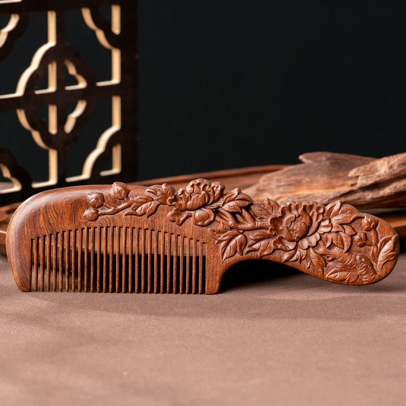 

Расчески из натурального сандалового дерева, изысканная резьба по дереву, расческа в форме лотоса, антистатическая расческа для бороды, ремесленная укладка волос, подарок