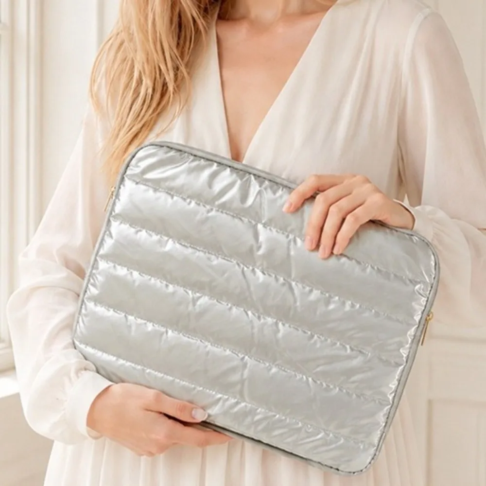 Nylon Quilted Computer Bag Water Resistant Shock Absorbing Laptop Sleeve Bag Quilted Padding Padded Laptop Sleeve