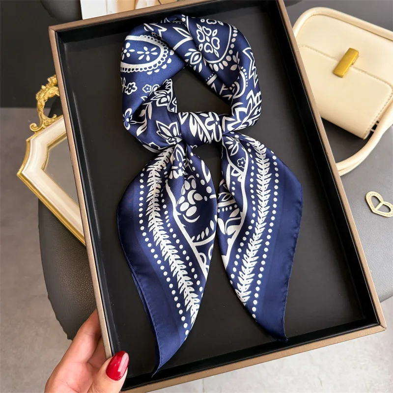 1Pc cashew print fashion silk scarf square scarf high-end shawl neck small square scarf headscarf women's scarf view 6