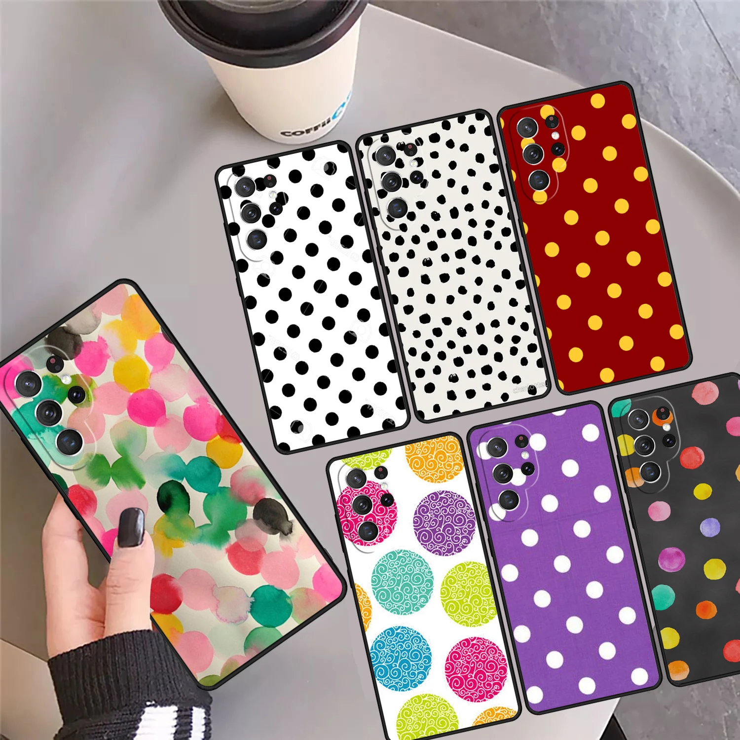 

INIZIALE Чехол для телефона в горошек PERSONALIZZATA, чехол для Samsung S24 S25 Ultra S23 S22 Plus S21 FE S20 Note 10 20 Pro