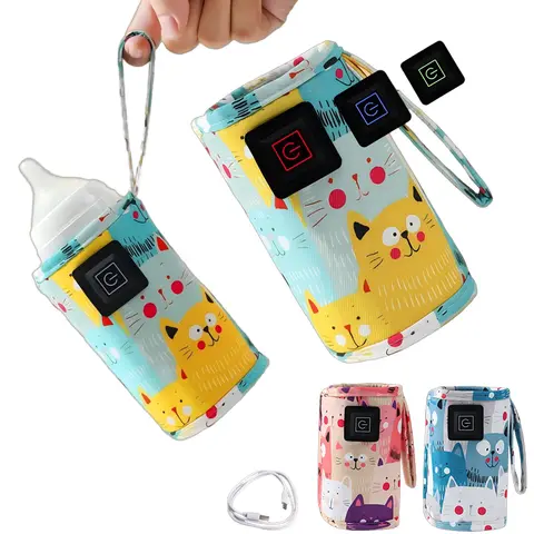 Travel Stroller Insulated Bag USB Milk Water Warmer Nursing Bottle Heater, Portable Bottle Feeding Warmer, Christmas, Hallowee