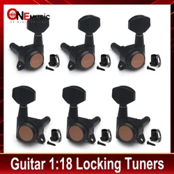 SAPHUE Guitar Locking Tuners 1:18 Lock String Machine Head with Hexagonal Handle Replacement for Electric Folk Acoustic Guitars