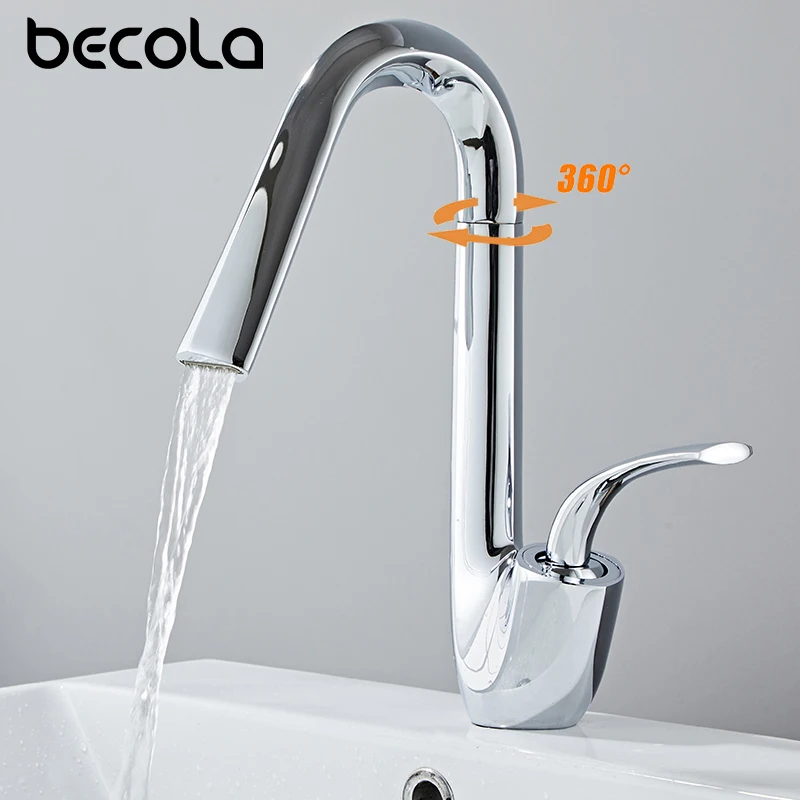 

BECOLA 360 Degree Black Single Handle Hot & Cold Water Mixer Brass Hand Wash Sink Faucet
