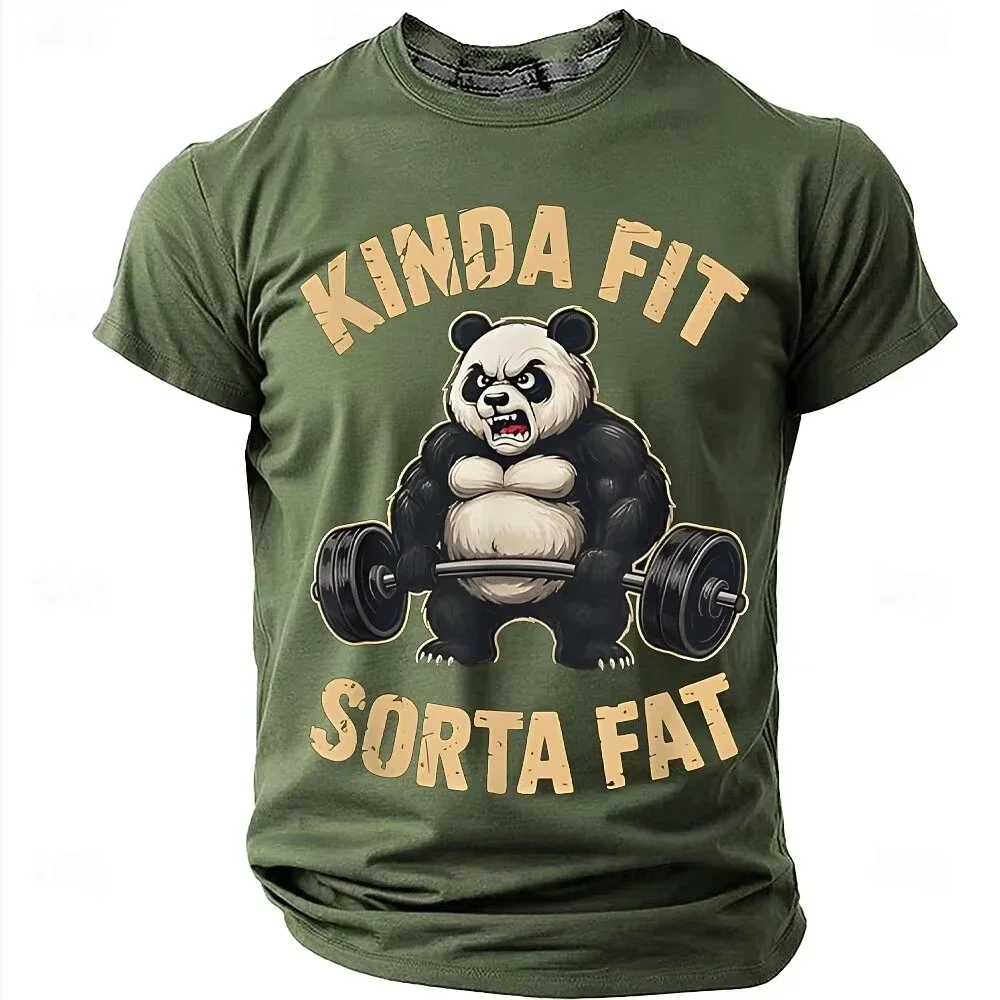 Fashion Gym T-shirt Man Summer Quick Dry Breathable Short Sleeve Tops Funny 3D Panda Printing Tees Clothing