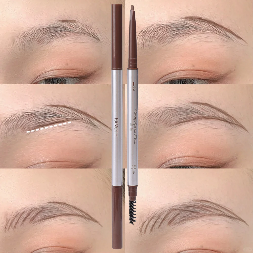 EyebloggPen-Stylo à double tête avec pinceau de maquillage, crayon à sourcils, imperméable, durable, noir, marron, gris, non taché, cosmétiques teintés, 256