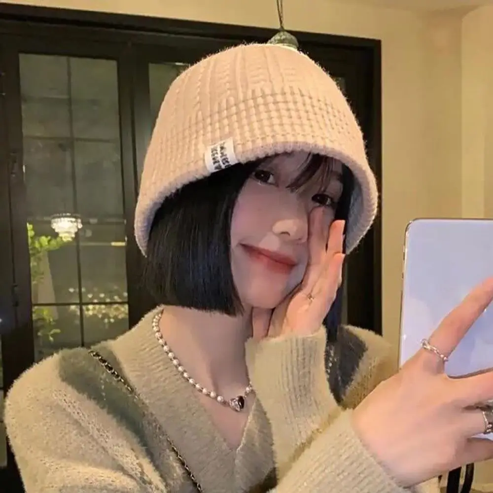 Casual Thicken Knitted Bucket Hat ColdProof Ear Protection Fisherman Hat Versatile Soft Warm Cap for Women