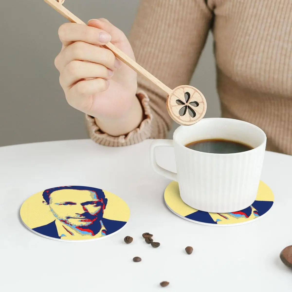 Legend Christian Lindner Minister Of Finance Coasters PVC Leather Placemats Coffee Mats for Home Kitchen Dining Pads Set of 6