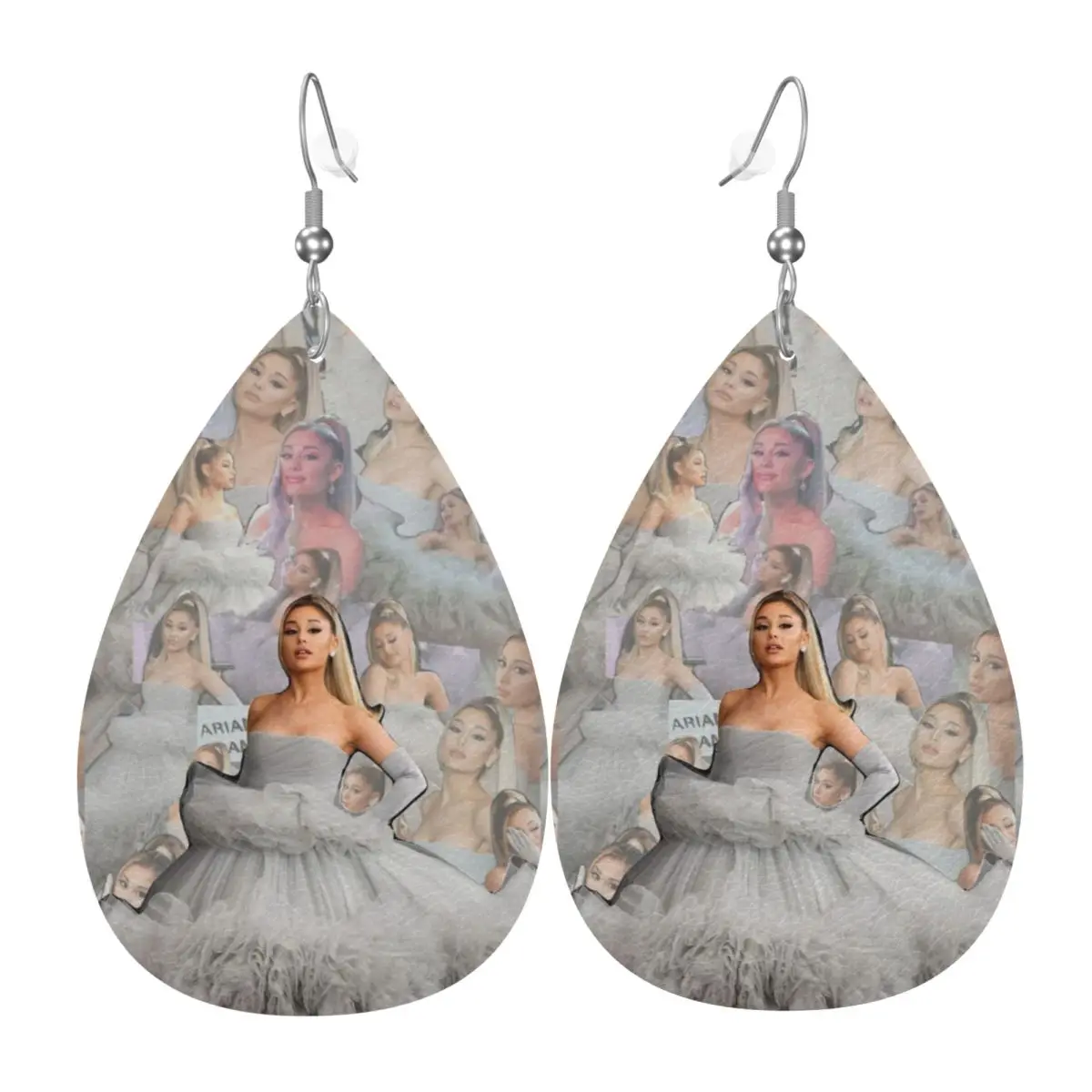 

Custom Drop Dangle Earrings G-Grande A-Ariana Leather Teardrop Earrings America Pop Singer PVC Leather for Gifts Dainty Jewelry