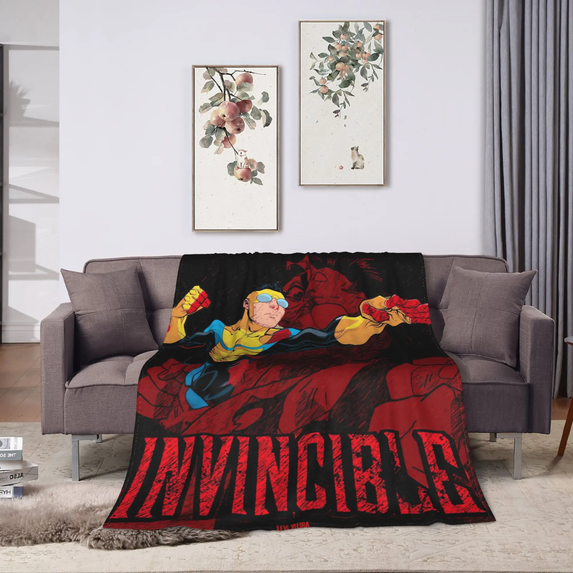 Bloodied Invincible Art Blanket Quality Soft  Throw Blanket Winter Travel Office Couch Chair Sofa Bed Street Trend Bedspread