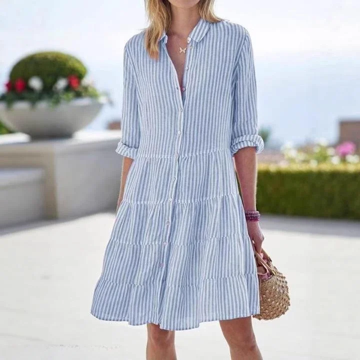 Dames lang gestreept irt Dr losse taille polyester A-lijn rok lang Sve Busin casual faion enkel stuk herfst