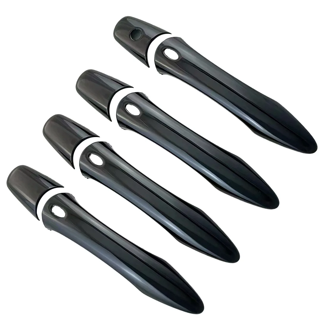 Glossy Pure Piano Black Exterior Side Smart Door Handle Cover Cap Molding Trim Fit For Infiniti Q50 Sedan 2014-2024