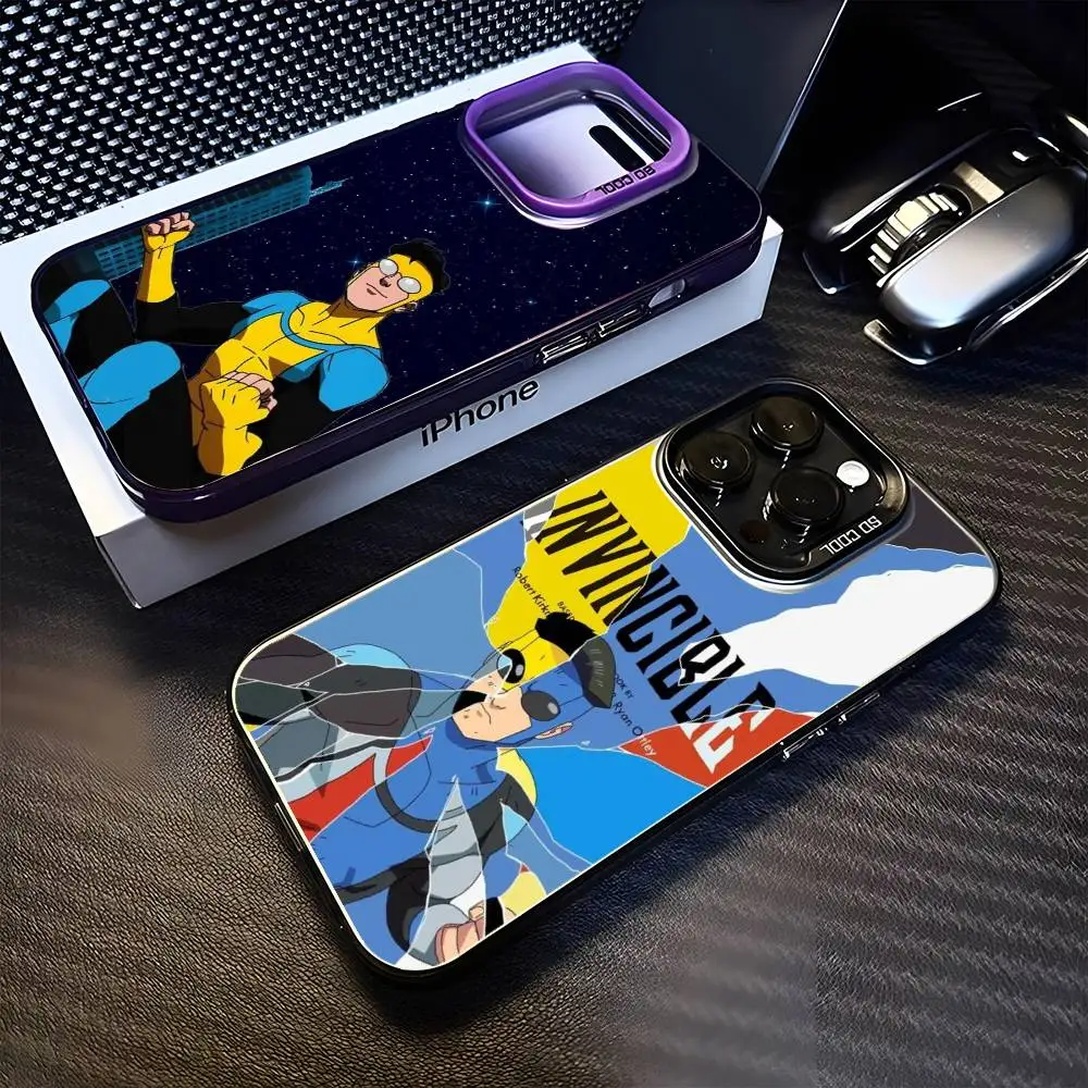 

Cartoon I-Invincible Phone Case For iPhone 16,15,14,13,12,11,Mini,Pro,MAX Black Matte Shockproof Cover