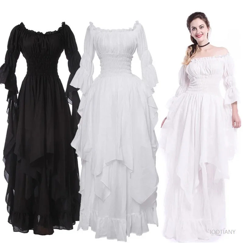 Mittelalterliches Viktorianisches Mehrschichtiges Kleid für Damen mit Bandkorsett, Feen-Göttin-Kostüm, Renaissance-Hofdame-Robe, Prinzessinnenkleid