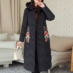 New Fashion Causal Parkas For Women Thick Coats With Hood Warm Winter Long Printing Jackets 2023 Women Clothing