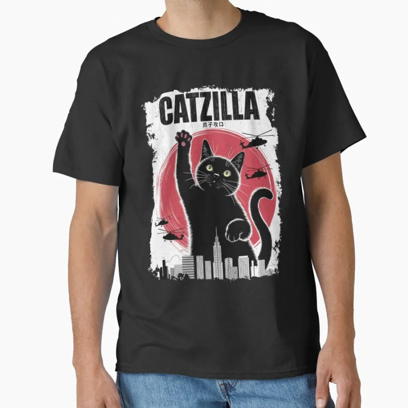 

Catzilla Claw Strike Vintage Monster Cat Design Funny Kitten And Fat Cat Lover gift T shirt foe men 100% cotton Large size Tops