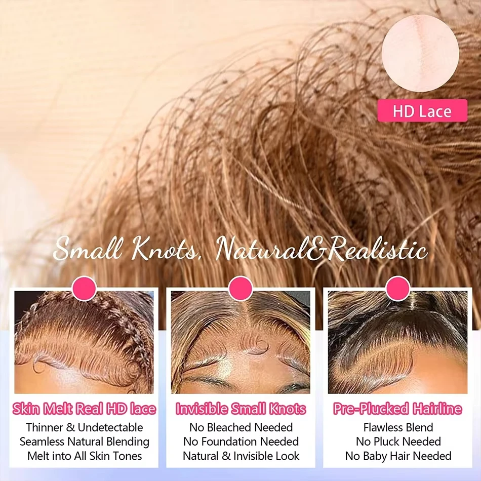 13x4 13x6 Hd الدانتيل الباروكة الأمامية موجة المياه 4/27 تسليط الضوء على شعر مستعار موجة عميقة مجعد الباروكات شعر الإنسان قبل قطعها شعر مستعار أمامي #2