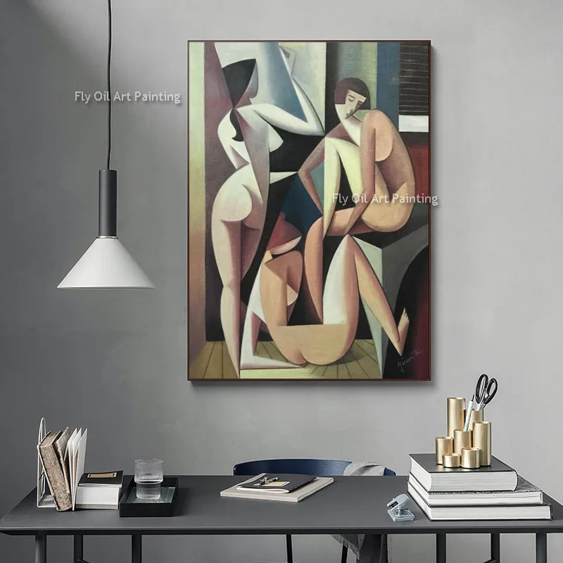 New Design Handmade Picasso Abtsract Brown Naked Woman Thick Oil Painting Abstract Brown Green Sexy Woman Back Canvas Artwork