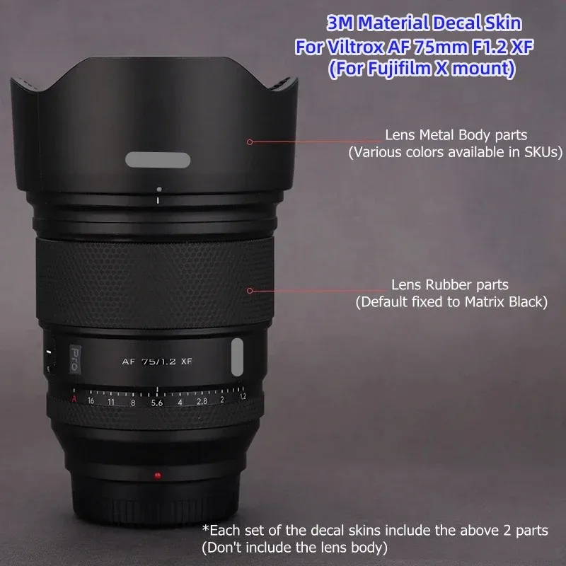 ملصق لجلد Fujifilm X Mount ، ملصق عدسة الكاميرا ، معطف غشاء ملفوف من الفينيل ، مناسب لـ Viltrox Pro AF ، 75 ، F1.2 XF ، AF75 ، F