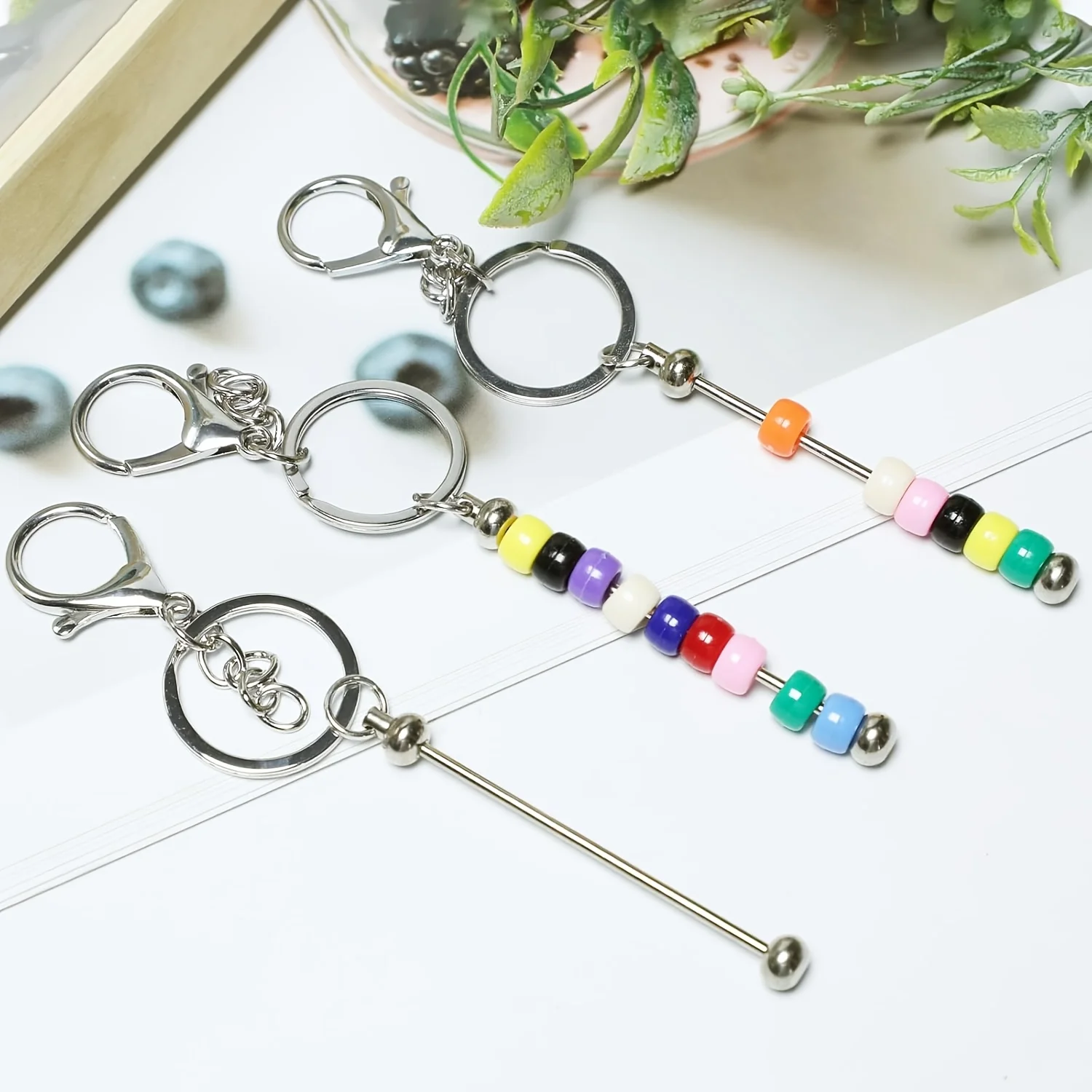 13pcs DIY Handmade Beadable Key Rings Key Chains Blank Keychain Bars Keychain Making Supplies Keychain Accessories view 2