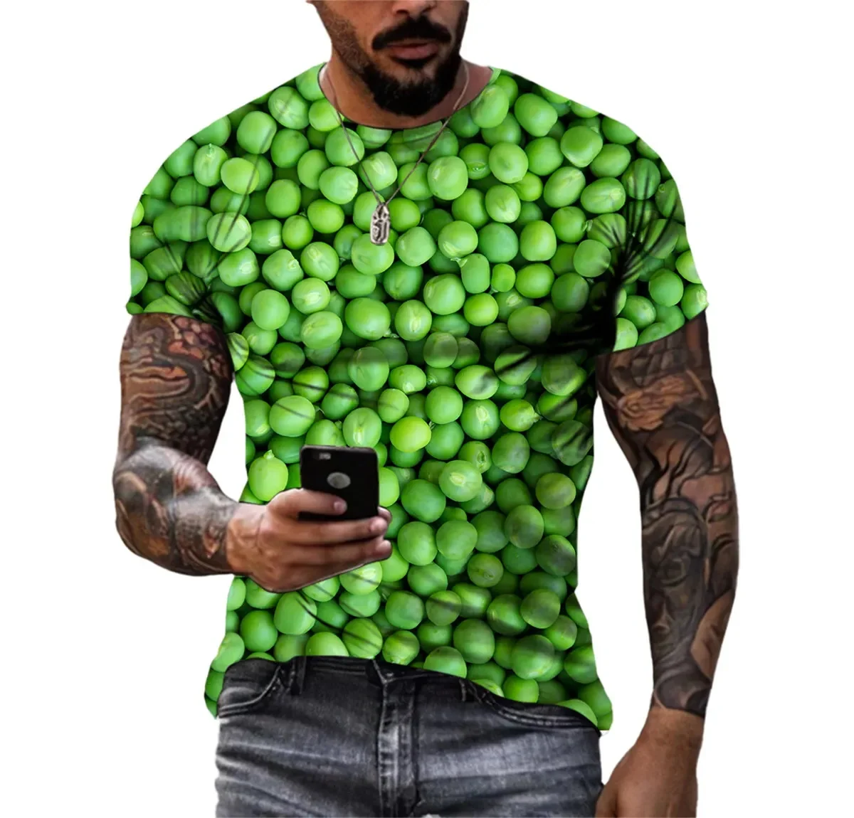Fashionable Vegetable Pictures For Men\'s T-Shirts Trend Digital Printing Casual Round Neck Short Sleeved Tops
