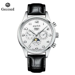 GIGIDIDI 남자 43mm 자동 기계식 시계 갈매기 ST16 무브먼트 캘린더 주 월 표시 Sun/Stars 24 시간 손목 시계