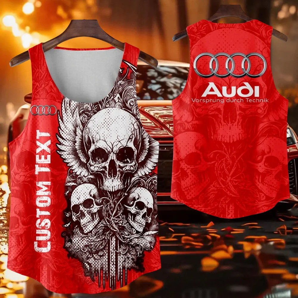 

Новый летний хит продаж Audi Quattro3D мужской жилет с принтом, дышащий повседневный модный крутой быстросохнущий спортивный жилет MOTO, красный череп