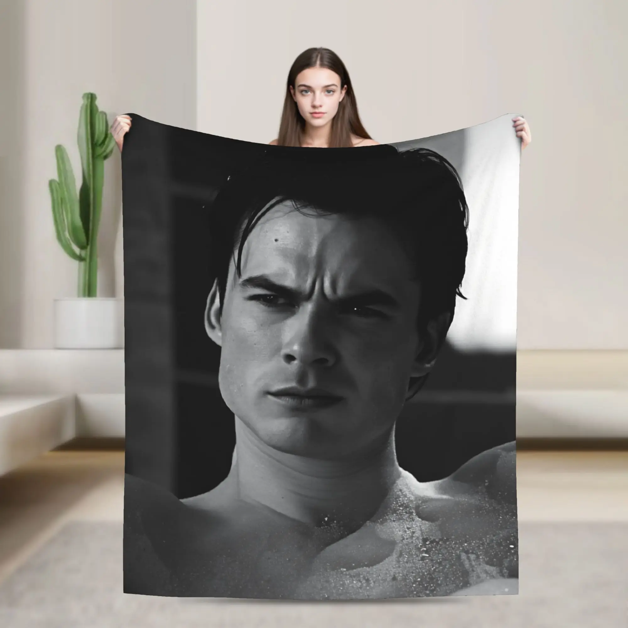 Damon Salvatore The Vampire Diaries Flannel Blanket Super Soft Bedding Throws for Boy Girl Home Decor Bedspread Sofa Bed Cover
