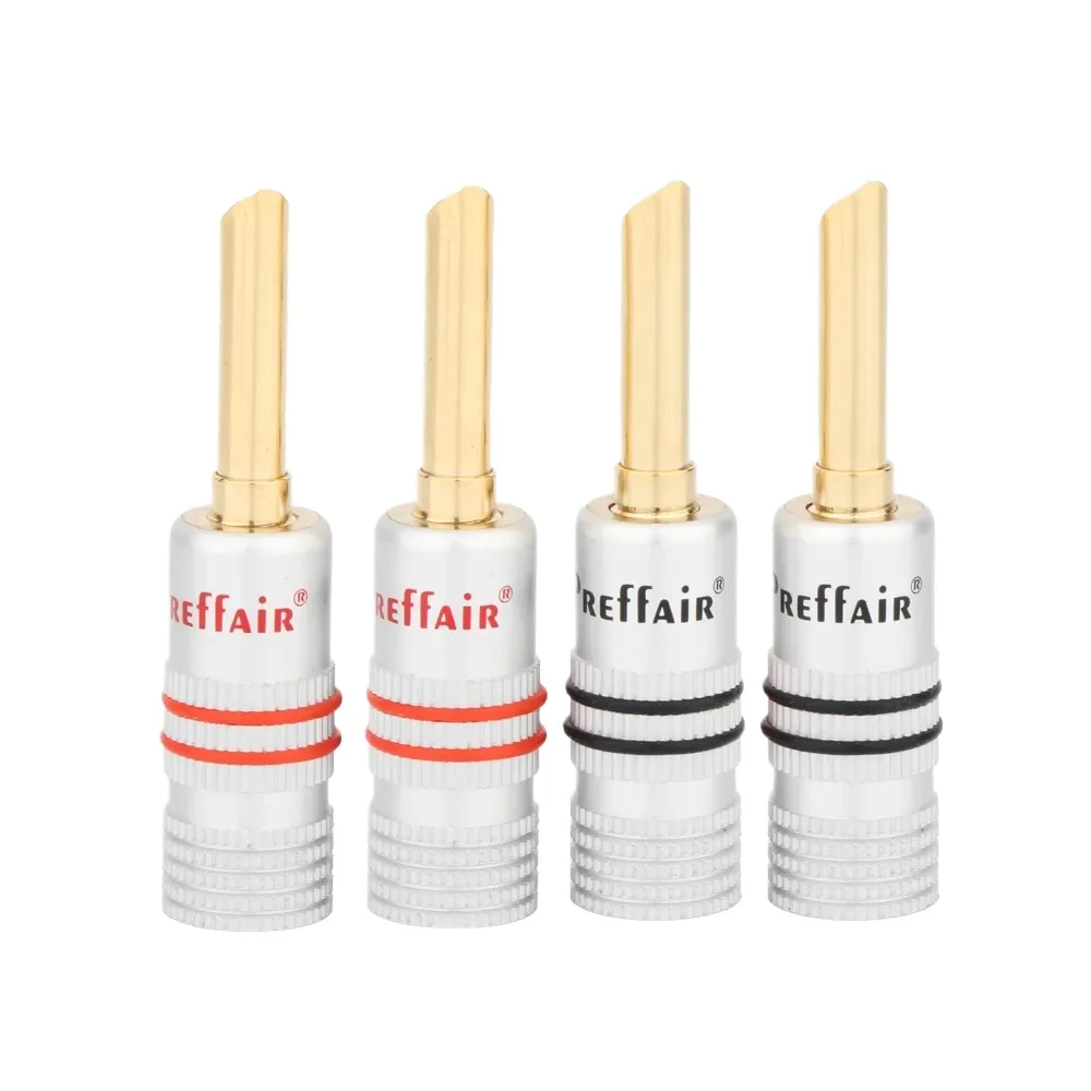 

8Pcs Preffair BA1466 HIFI Banana Plug 24K Gold Plated 4mm Banana Connector Male Speaker Plug for Audio PA CD Plug