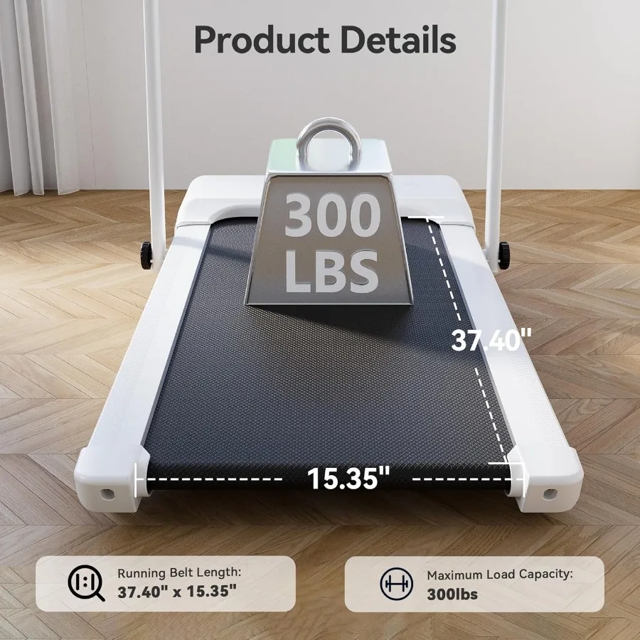 جهاز مشي محمول تحت المكتب للمكتب المنزلي مع شريط مقبض وشاشة LED ومحرك 3.0 حصان يدعم جهاز تحكم عن بعد وتطبيق ما يصل إلى 300 رطل