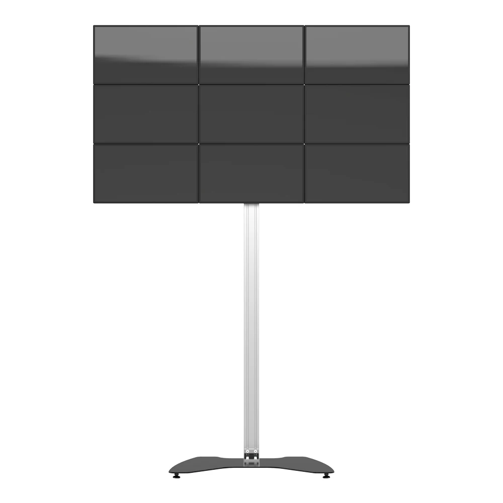 

Rotation Adjustable Multi-screen 3*3 Mobile 9 Screens LED Display Video TV Floor Stand for meeting room micro adjustable