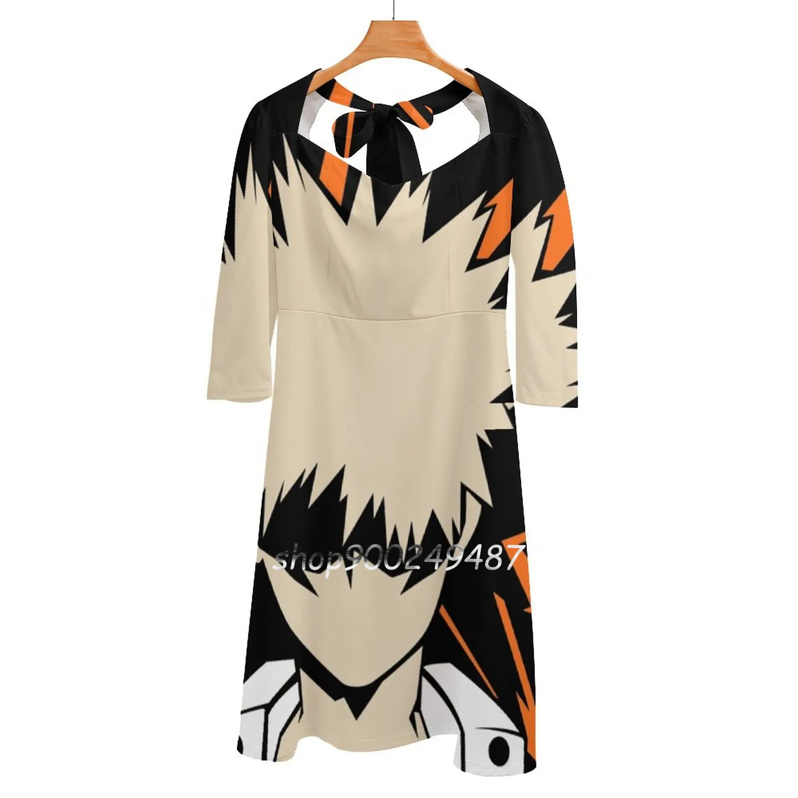 

Bakugou Katsuki Flare Dress Square Neck Dress Elegant Female Fashion Printed Dress Boku No Hero Academia Hero Academia Manga