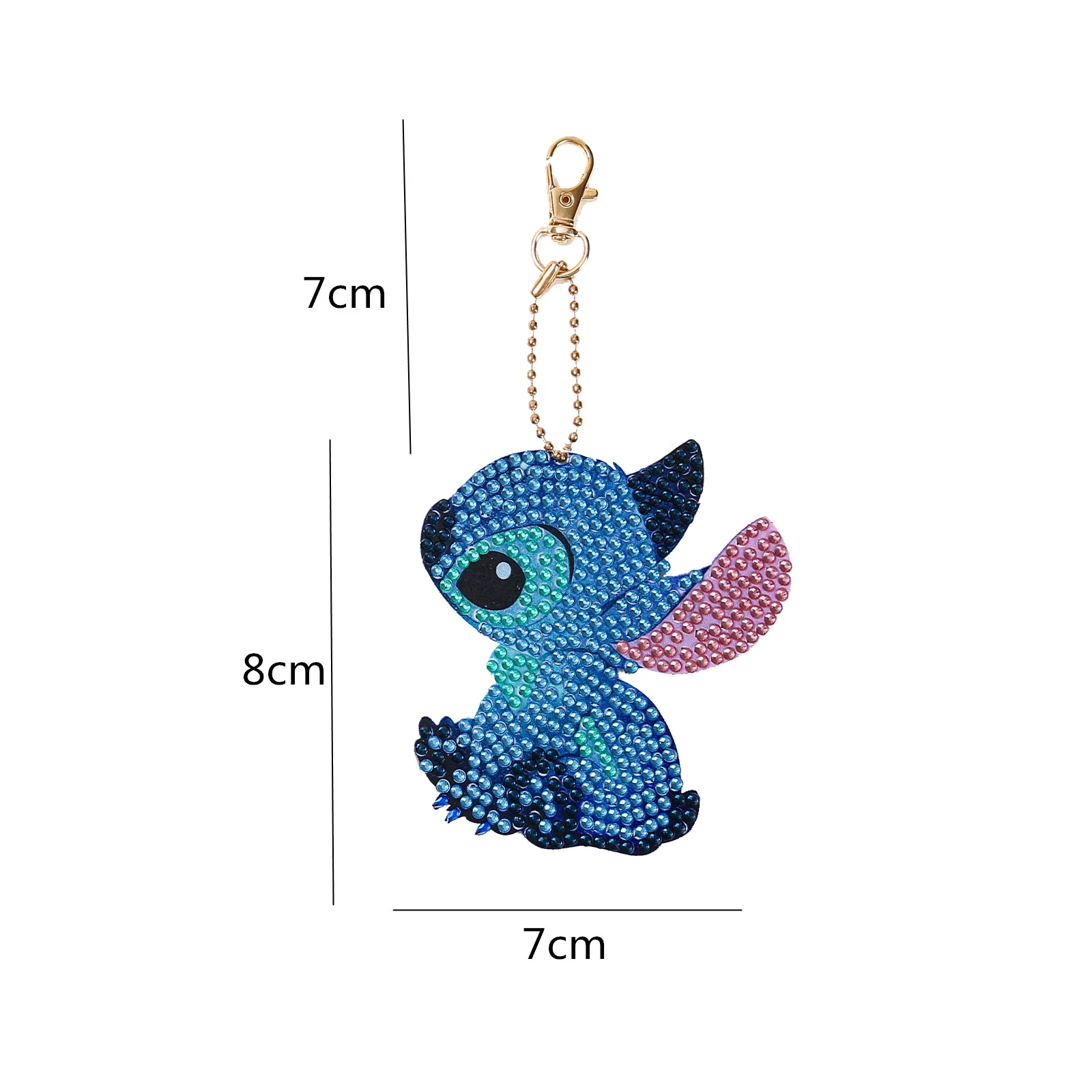 5 Pieces Diamond Painting Acrylic Keychain Double-sided DIY Full Diamond Painted Stitch Cartoon Diamond Pendant