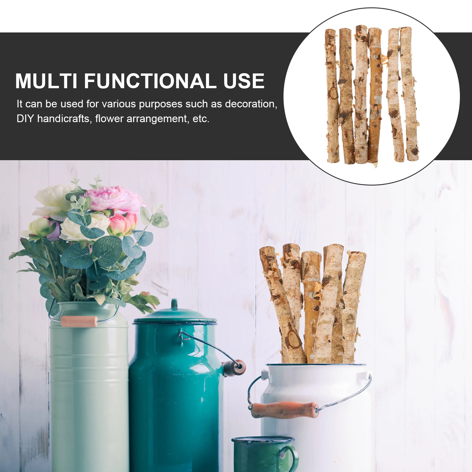 6 Pcs Natural Birch Sticks Projects Crafting Filler Log Wooden Dried Tree Branches Accessory