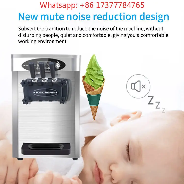 Commercial Automatic Three Flavors Soft Serve Ice Cream Maker, 110/220V Ice Cream Machine for Restaurant Use