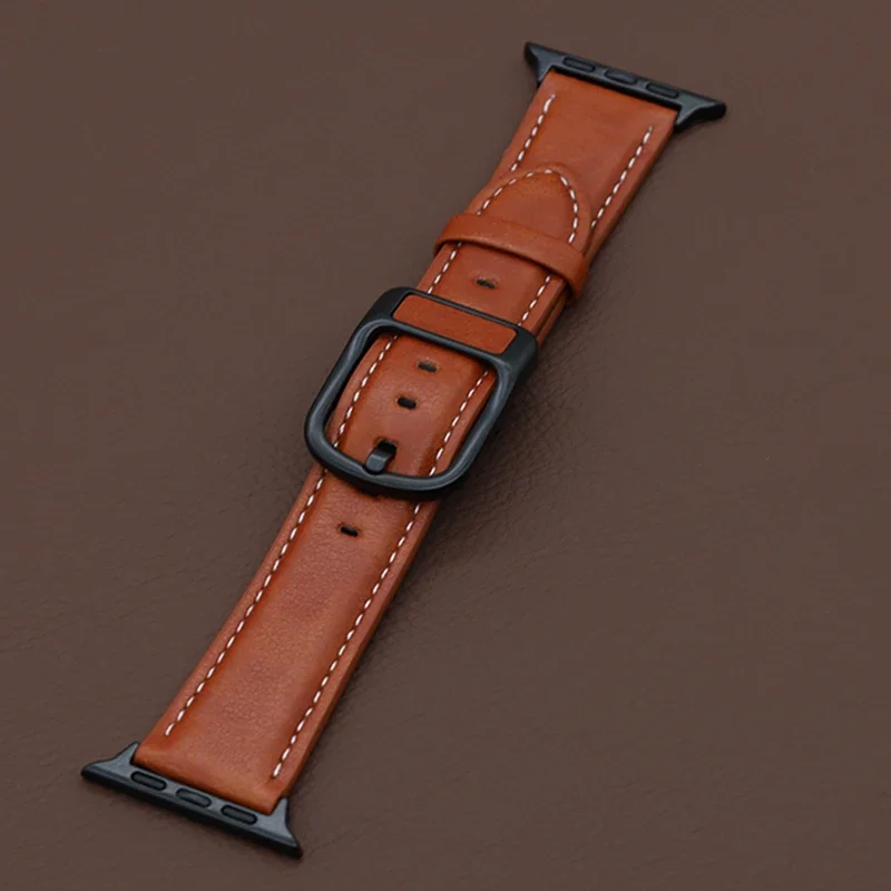 PU Leather Strap for Apple Watch Ultra 2 Band 49mm 10 9 8 7 46mm 45mm 42mm black buckle Strap for IWatch Series 6 SE 5 44mm 40mm