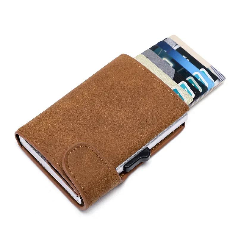 Men Business Aluminum Cash ID Card Holder RFID Blocking Anti Theft Swipe Card Box Metal Wallet Coin Purse Credit Card Wallet