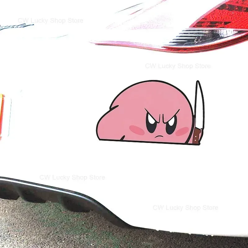 Kirby Cute Car Sticker Auto Anime Creative Door Body Scratch Cartoon Scratches Waterproof Stickers Car Decoration Accessories view 3