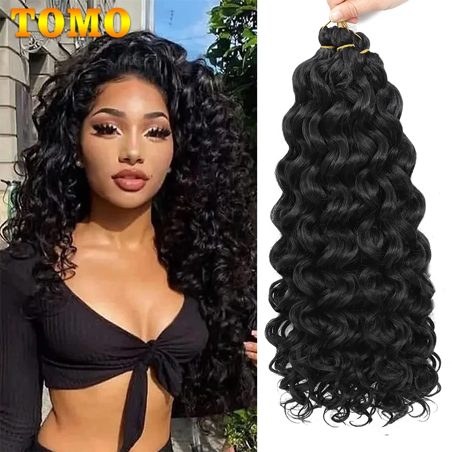 TOMO Ocean Wave Crochet Wavy Hair Synthetic Hawaii Curly Braiding Hair 18/24 Inch Afro Curl Ombre Water Wave Braid For Women