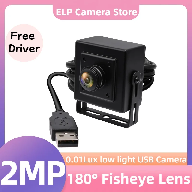 ELP 1080P Low Light 0.01Lux H.264 USB Webcam IMX323 180 Degree Fisheye Lens Mini Embedded Camera For Industrial Machine Vision