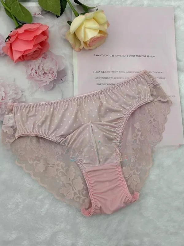 セクシーな透け感のある通気性のある伸縮性のあるメンズ下着、三角パンツ、ミッドウエスト、Uデザイン、ミルクシルク生地、花柄、ホームウェア