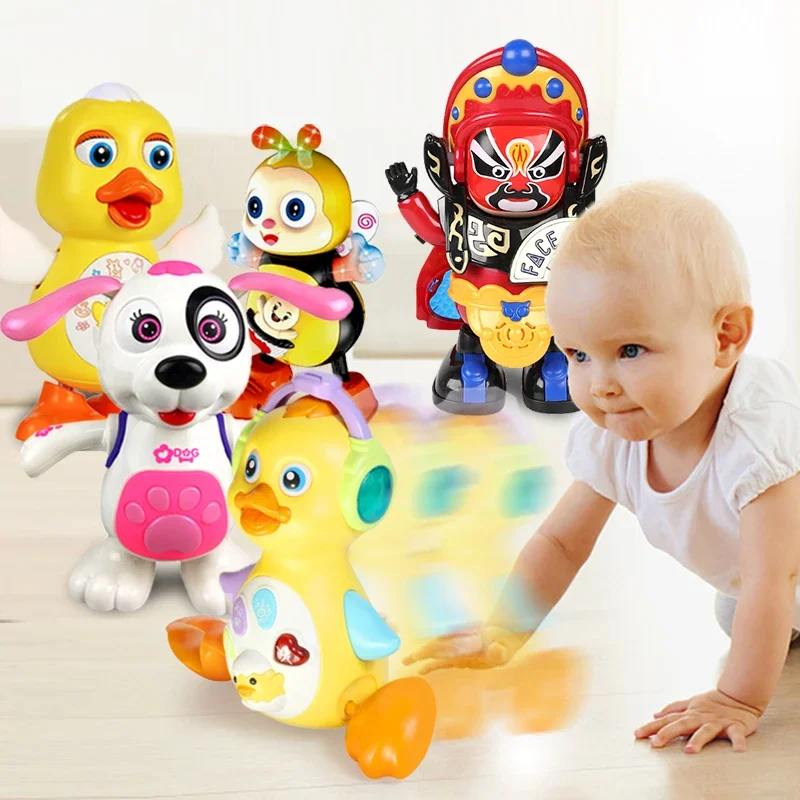 Children Gift Girls Baby Robot Toys for Toddlers Learn To Climb Kids Boy Yellow Duck Dog Animal Move Walk Light Music Dance Doll