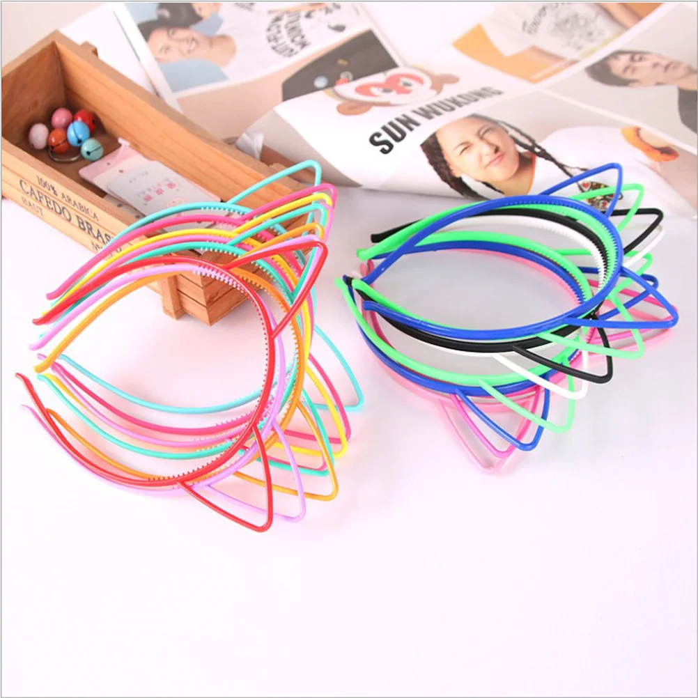 

12Pcs Cat Ear Hair Bands Cute Lightweight Headbands for Party Costume Accessories Hair Hoops Random Colors
