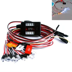 Kit de luz LED para coche y camión teledirigido 1:10, 12 luces LED intermitentes, sistema de lámparas, modelo 1:10, accesorios para coche