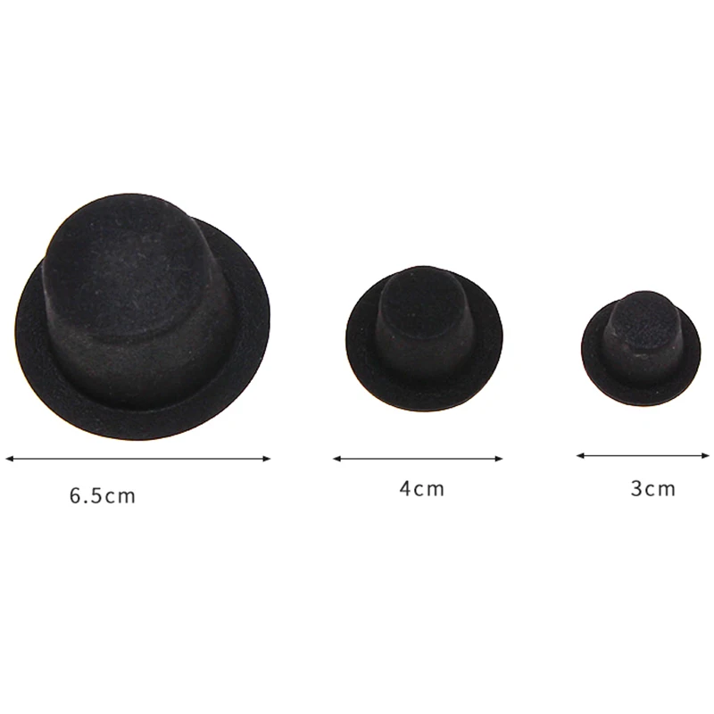 10Pcs Miniature Black Hat Mini Doll Hat Doll House Ornament Hand Weaved Dollhouse Accessories 3 Sizes