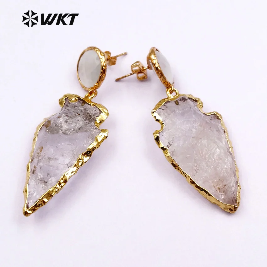 WT-E424 Wholesale Fashion beautiful White Crystal black Key Stone Earrings Purple Crystal Long Drop Earrings for Women