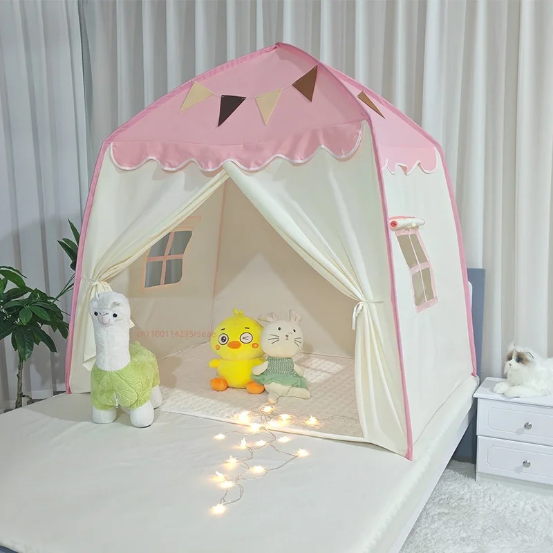 Tienda de campaña portátil para niños de 59 pulgadas de altura, tienda para niños, casa de juegos para bebés, Castillo de princesa grande para niñas, tienda de juegos de juguete para interiores y exteriores