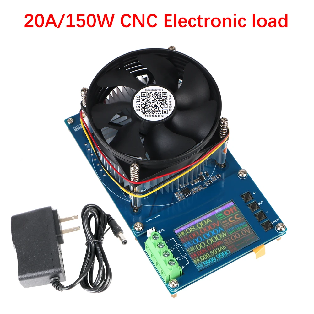 150W 20A DC Electronic Load 4-wire Lithium Battery Tester EU US Plug Adjustable Testing Module Power Meter Load Charger