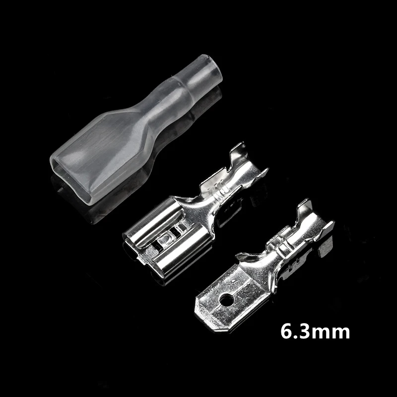 30-300 Stück 2,8/4,8/6,3mm Weibliche und Männliche Flachstecker Crimpklemmen Verbinder Elektrische Kabelverbinder Isolierte Transparente Hülsen Set – Detail 6