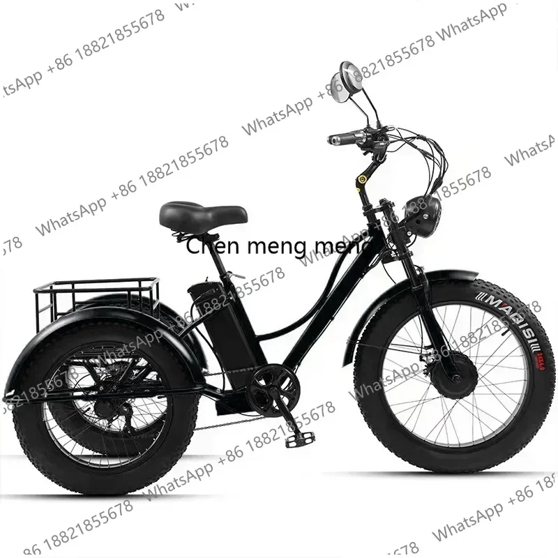 Tricyle Adult Electric Bicycle Adult 24 Inch 750W15AH Battery Fat Ebike 3Wheel Electric Cargo Bike Mobile Battery Cargo Electric